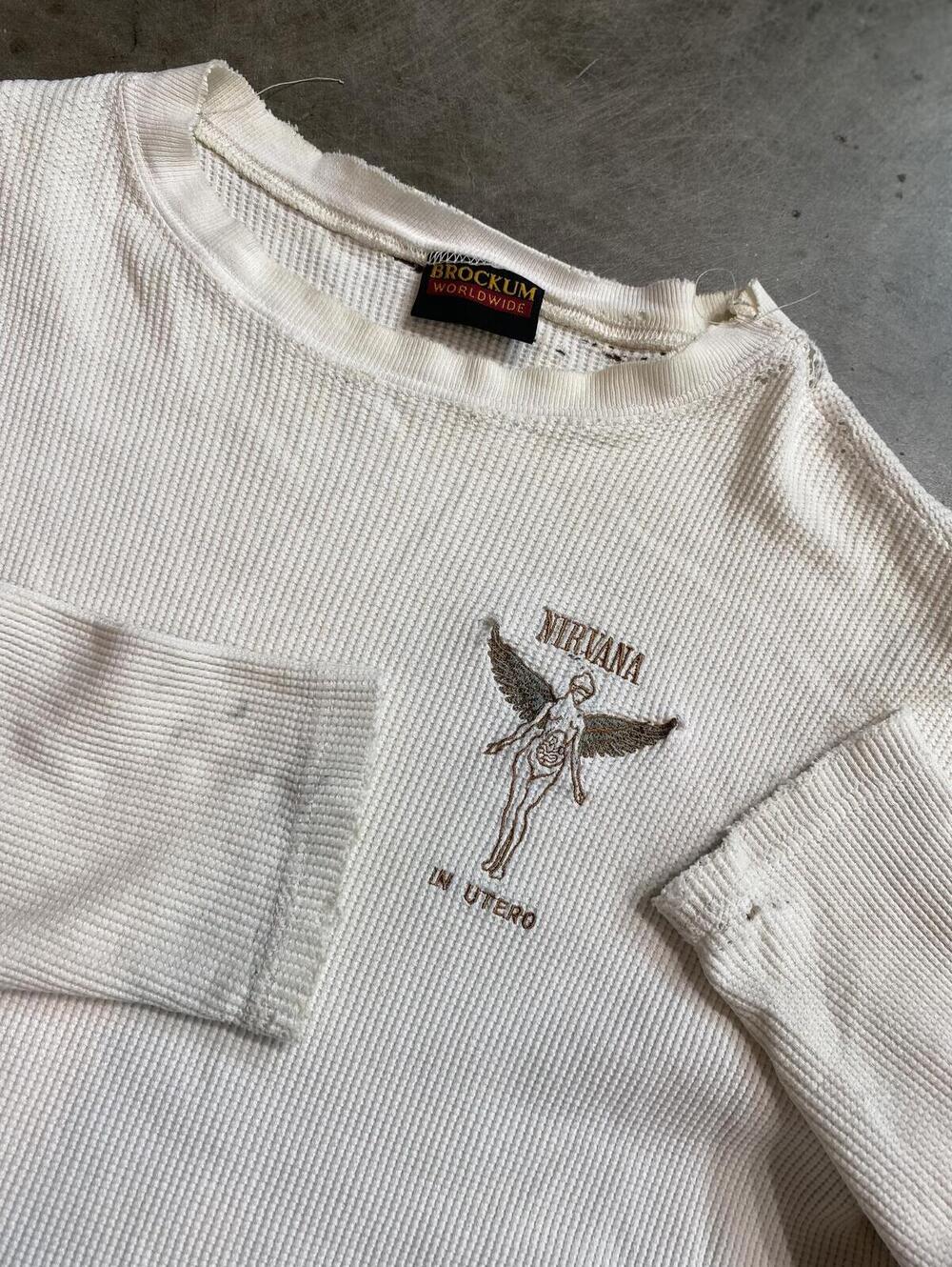 Vintage 90s Nirvana In Utero Tour Thermal long sleeve XL 23X28 distressed